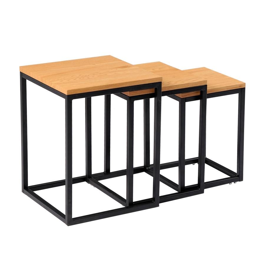 Комплект журнальных столов Vetro Mebel CS-10 40х40 см Черный/Орех