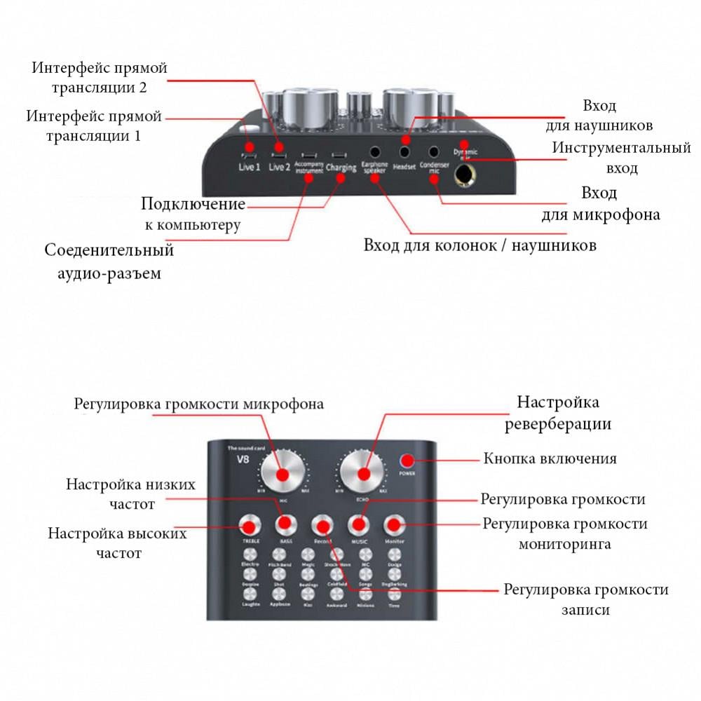 Зовнішня звукова карта V8 Bluetooth - фото 3