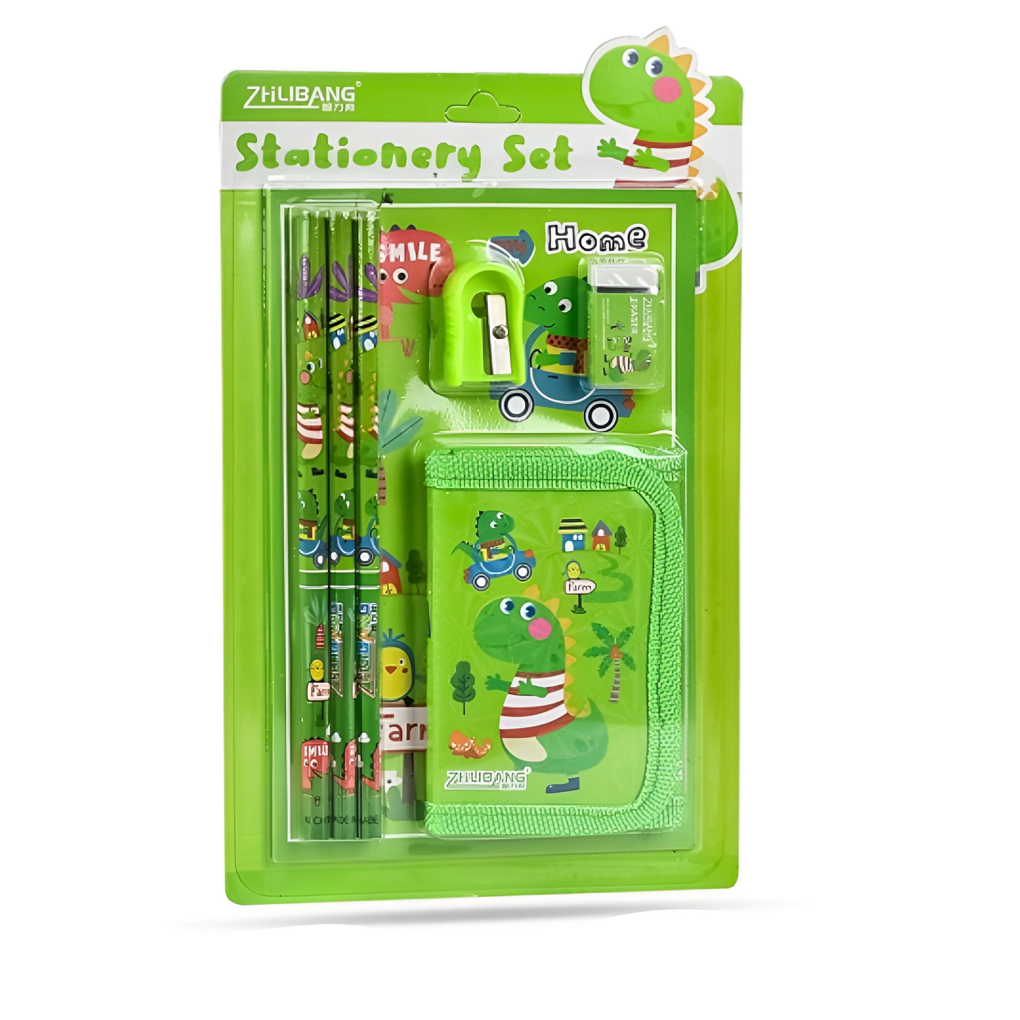 Канцелярське приладдя для школярів Stenson R97860 3 олівець/пенал/точилка/гумка Салатовий (25441766)