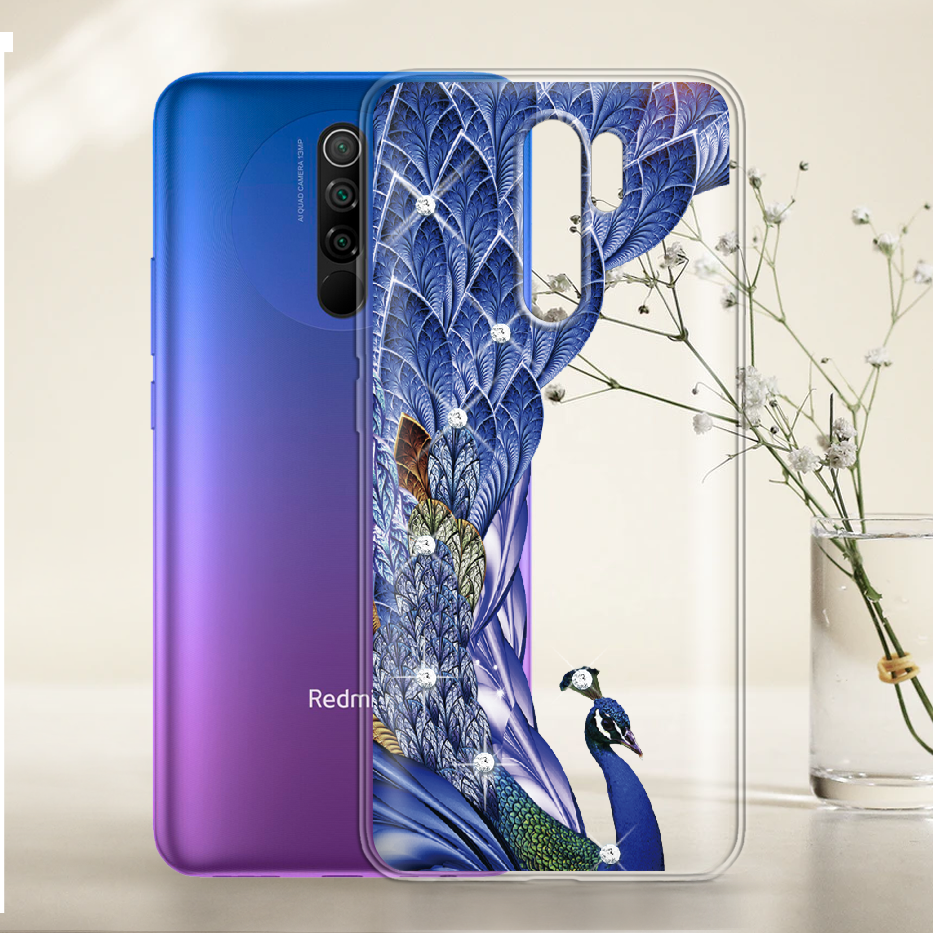 Чехол BoxFace Xiaomi Redmi 9 Павлин со стразами Прозрачный силикон (40233-rs7-40233) - фото 2