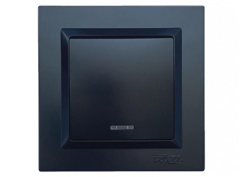 Выключатель одноклавишный Luxel JAZZ 9105+9305 с подсветкой и кремовым механизмом Черный (27552498)