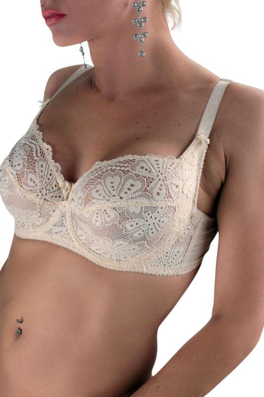 Бюстгальтер мереживний з м'якою повнорозмірною чашкою F без поролону Носи Своє 85F Бежевий (17002)