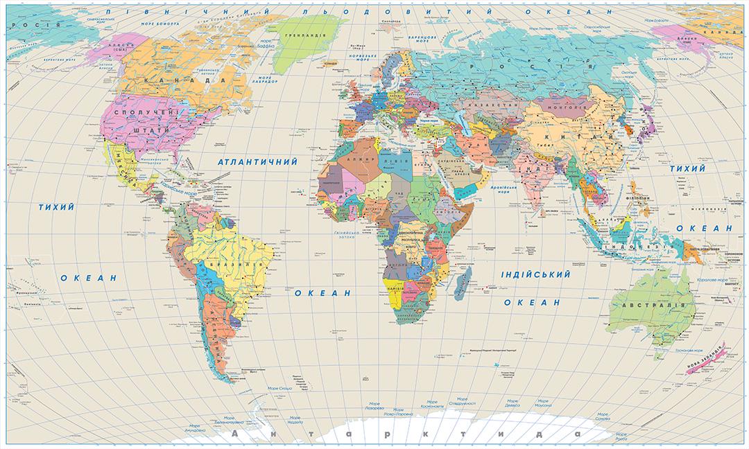 Широкоформатна політична карта українською 3,3х2 м (470153)