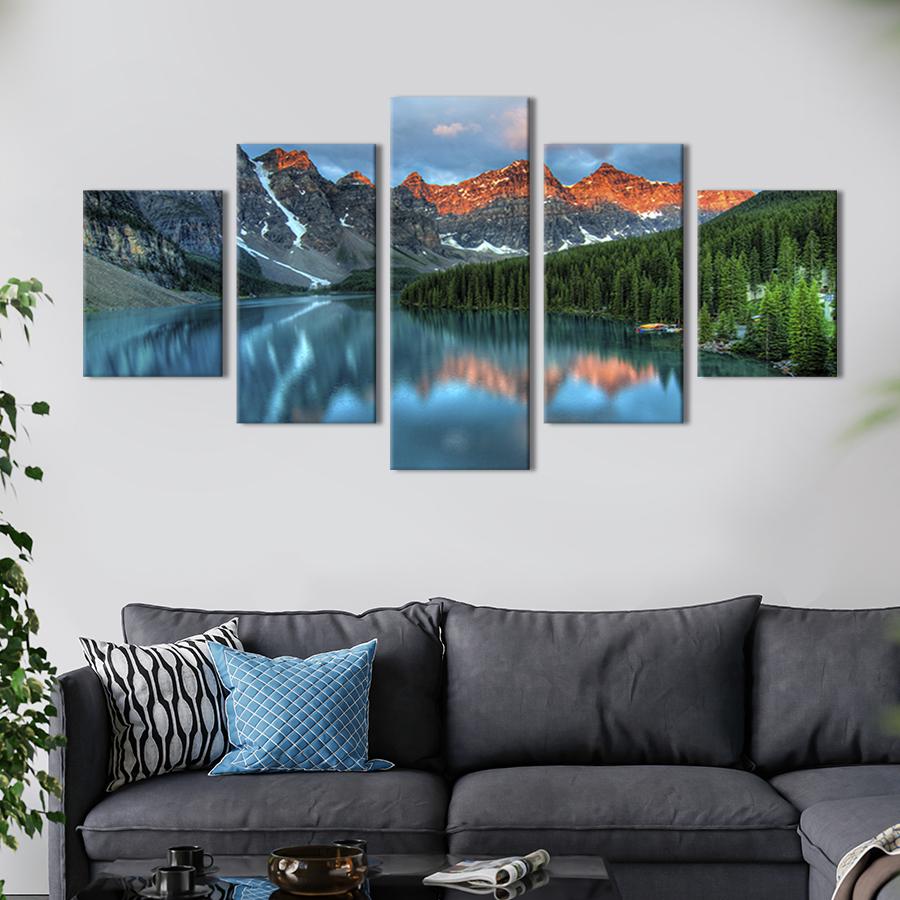 Модульная картина из 5 частей на холсте интерьерная картина Чарующие горы парка Банф 162x80 см (565-52) Модульная картина из 5 частей на холсте интерьерная картина Чарующие горы парка Банф 162x80 см (565-52)