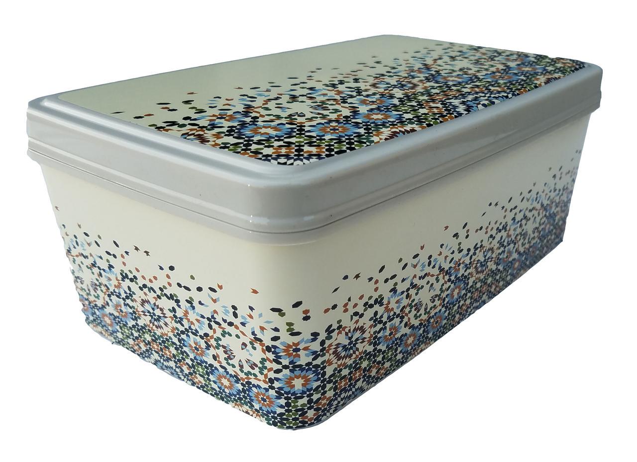 Пластиковый прямоугольный контейнер с крышкой 2,1 л 14x22x9 см Мозаика (472843-Prob)
