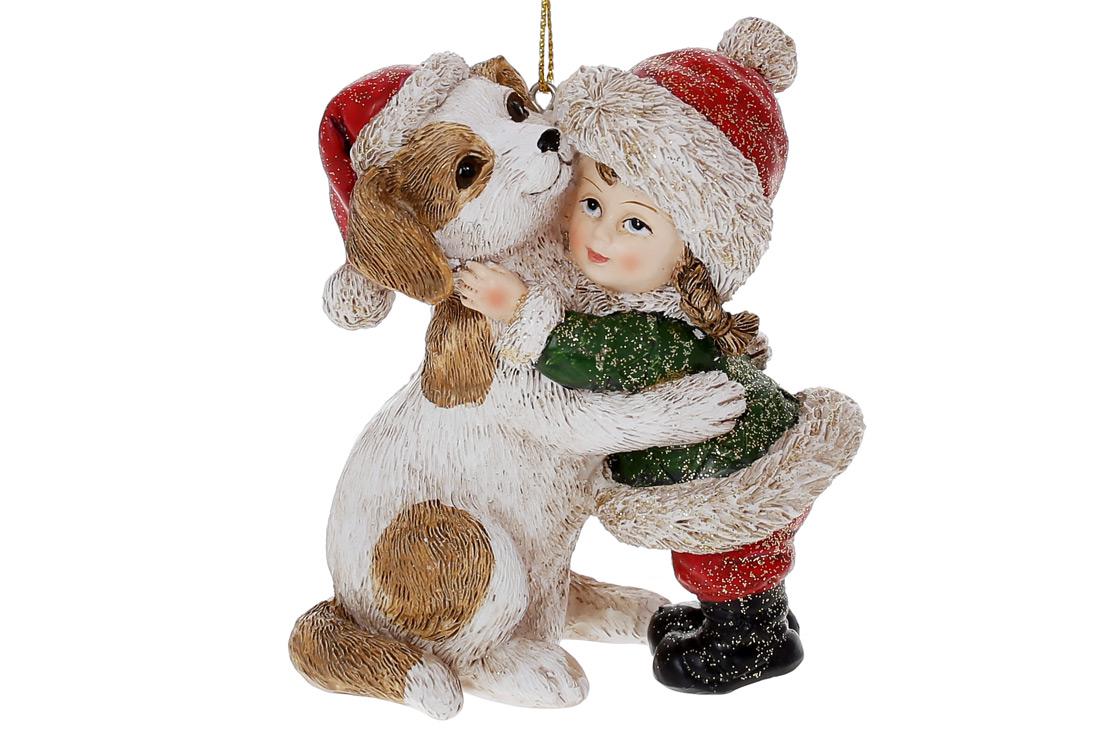 Фигурка декоративная на подвесе BonaDi Девочка с щенком 10 см (K07-311)