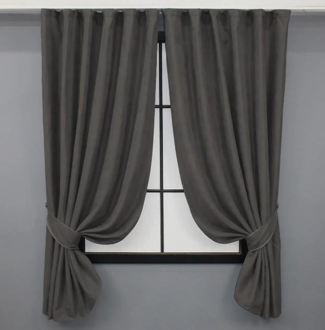 Комплект штор на кухню Petek микровелюр 1,3х1,7 м 2 шт. Серый (1484ш 35-0218)