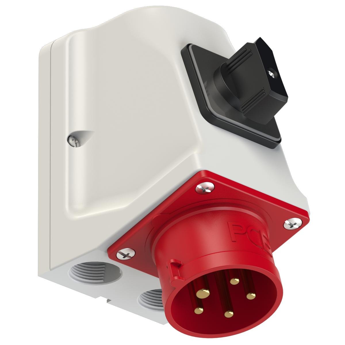 Силовая вилка настенная PCE с выключателем 3P+N+E IP44 16A 400V (75615-6)