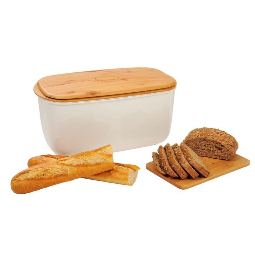 Хлібниця з кришкою Motek 9,5х19х17,2 см Білий (TBR-747B) Хлібниця з кришкою Motek 9,5х19х17,2 см Білий (TBR-747B)