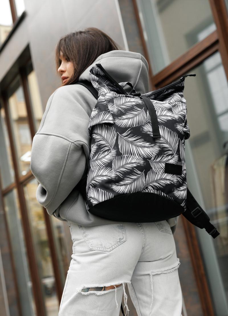 Рюкзак женский Sambag RollTop KZN Palm Черный (24300720)