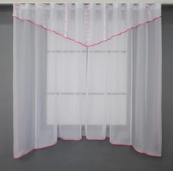Гардина на кухню с аркой 280х170 см Белый/Розовый (00к 59-908) Гардина на кухню с аркой 280х170 см Белый/Розовый (00к 59-908)