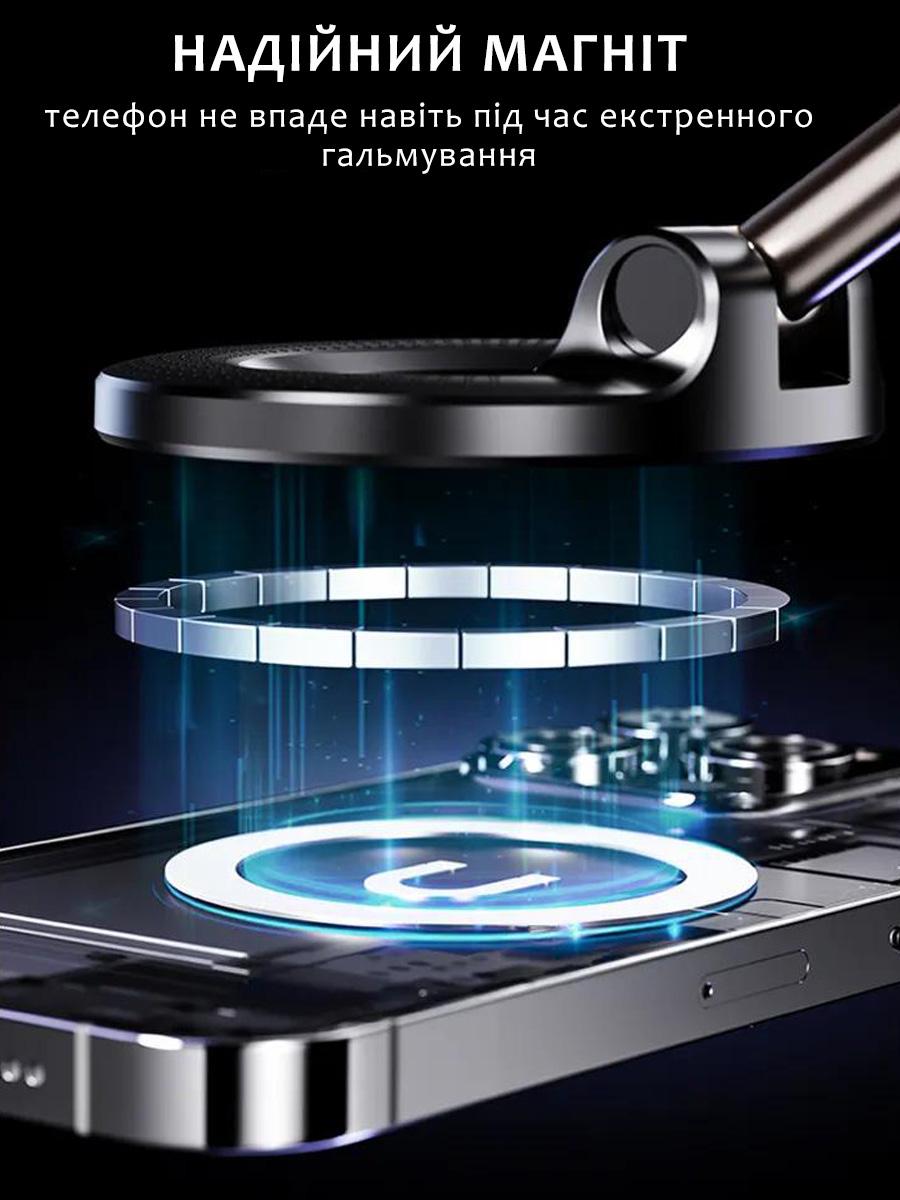 Тримач для телефонів в машину магнітний MagSafe на присосці з поворотом 360° (29264579) - фото 9