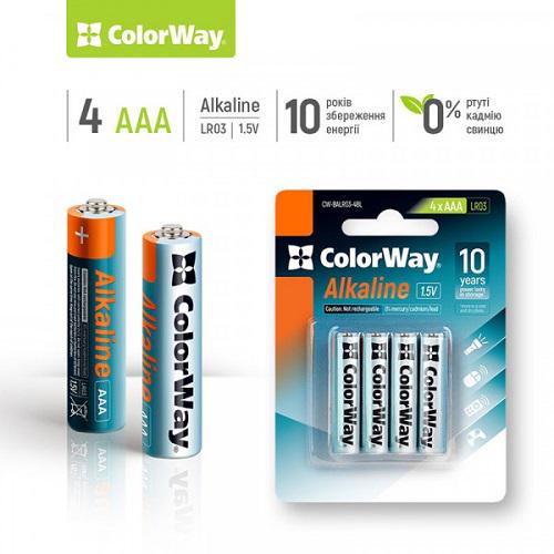 Батарейки СolorWay CW-BALR03-4BL AAA/LR03 Alkaline Power лужні BL 4 шт. (573376) - фото 2