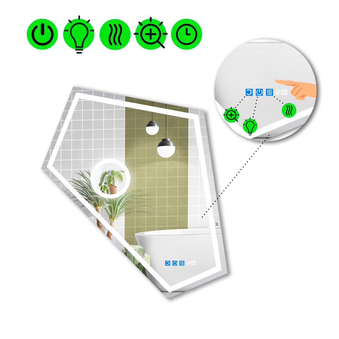Дзеркало з LED підсвіткою Modulo 1 із трьома сенсорами 140x120 см