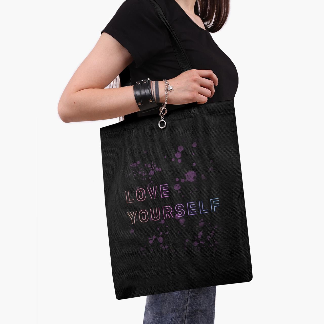 Эко сумка шоппер Love yourself BTS 41x35 см Черный (9227-3276-BKZ)