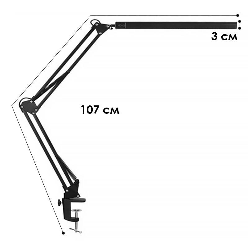 Настільна лампа LED Lesko M-016 світлодіодна складана затискна з поворотним кронштейном Black (2100449339) - фото 9