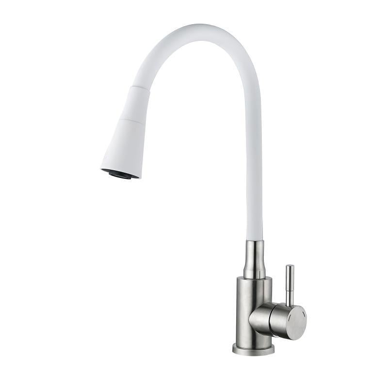 Змішувач для кухні Lidz Aria 015F31 з гнучким виливом k35 LDARI015F31WNK36981 White/Nickel