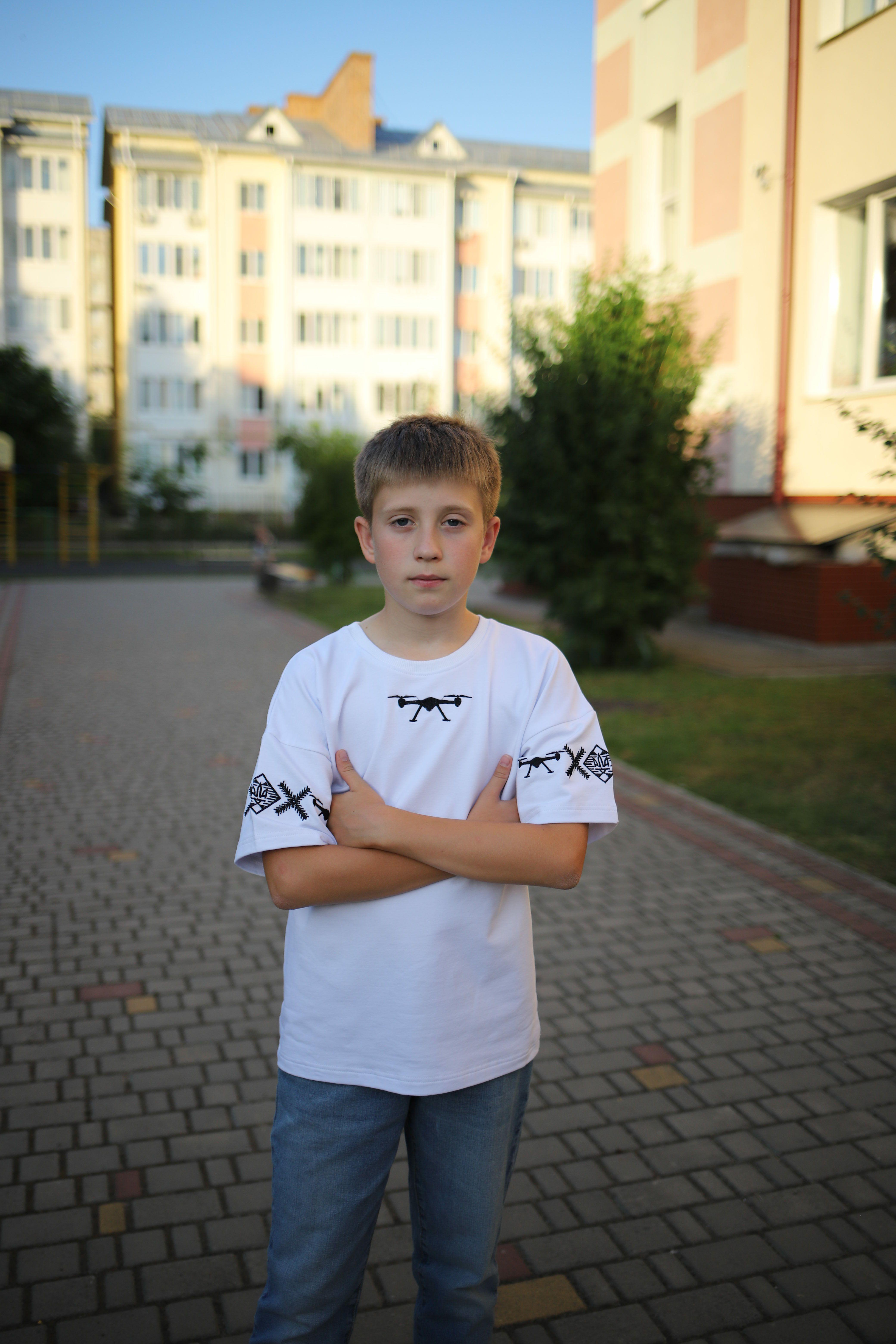 Вышиванка для мальчика Koala fashion армия дронов р. 134 Белый