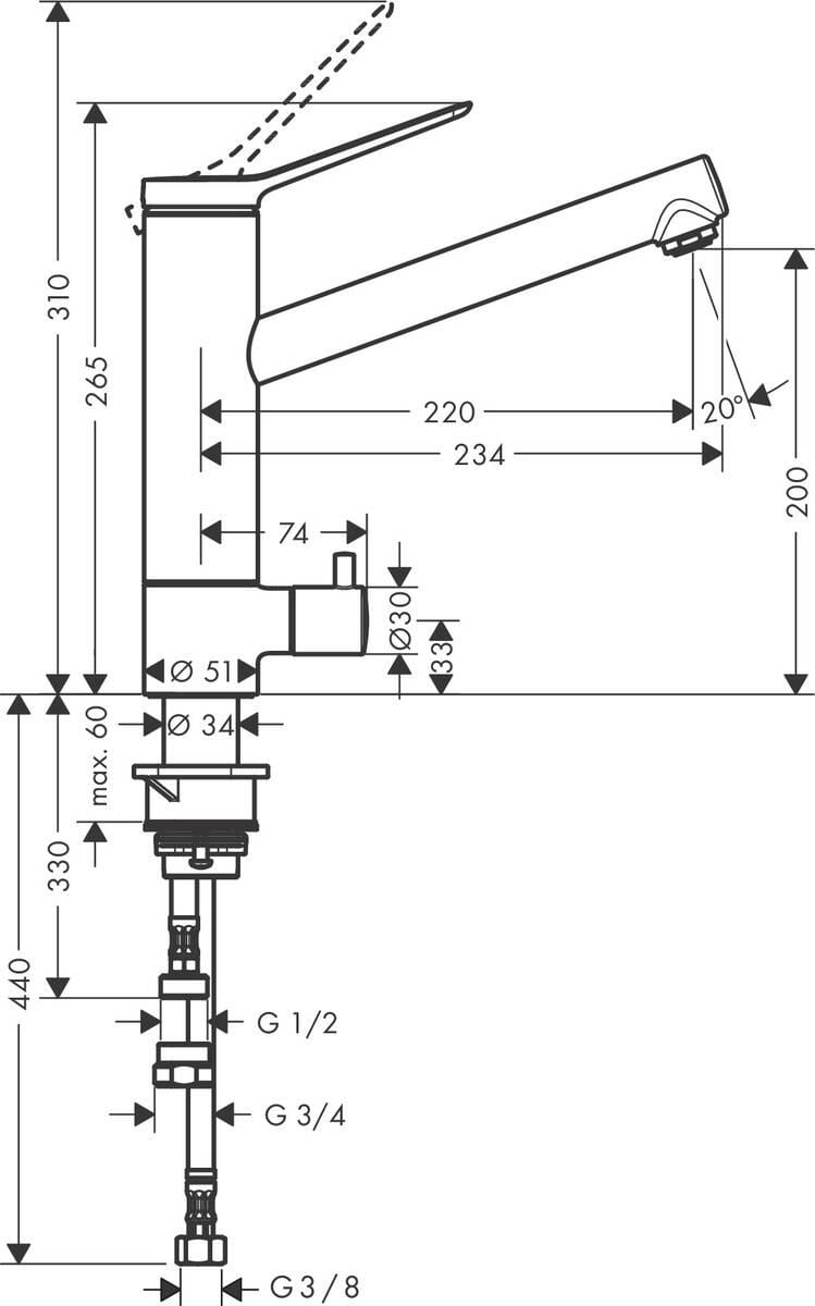 Змішувач для кухні Hansgrohe Zesis M33 200 1jet (74808000) - фото 3