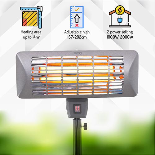 Обогреватель уличный кварцевый для террасы/патио на штативе 2000 Вт Серый - фото 9 Обогреватель уличный кварцевый для террасы/патио на штативе 2000 Вт Серый - фото 9