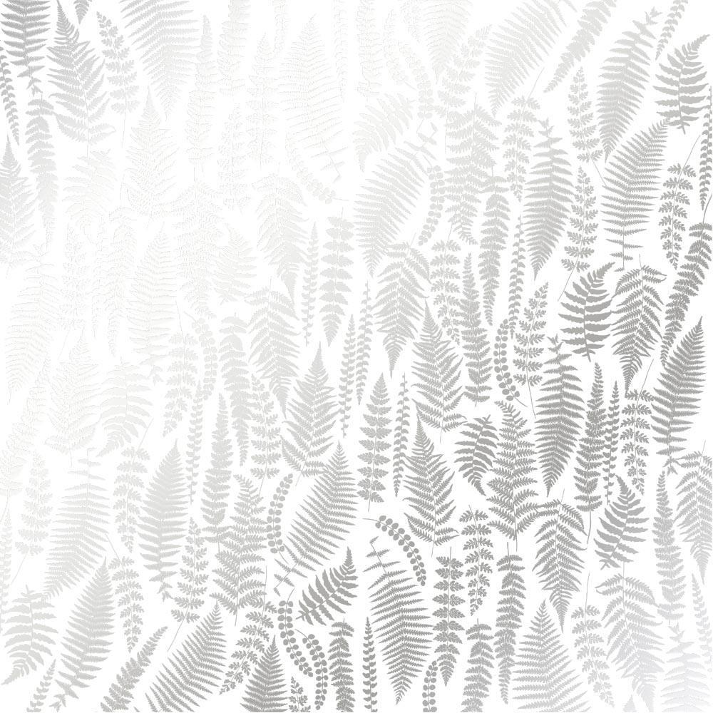 Лист бумаги односторонний Silver Fern с серебряным тиснением 30,5х30,5 см White