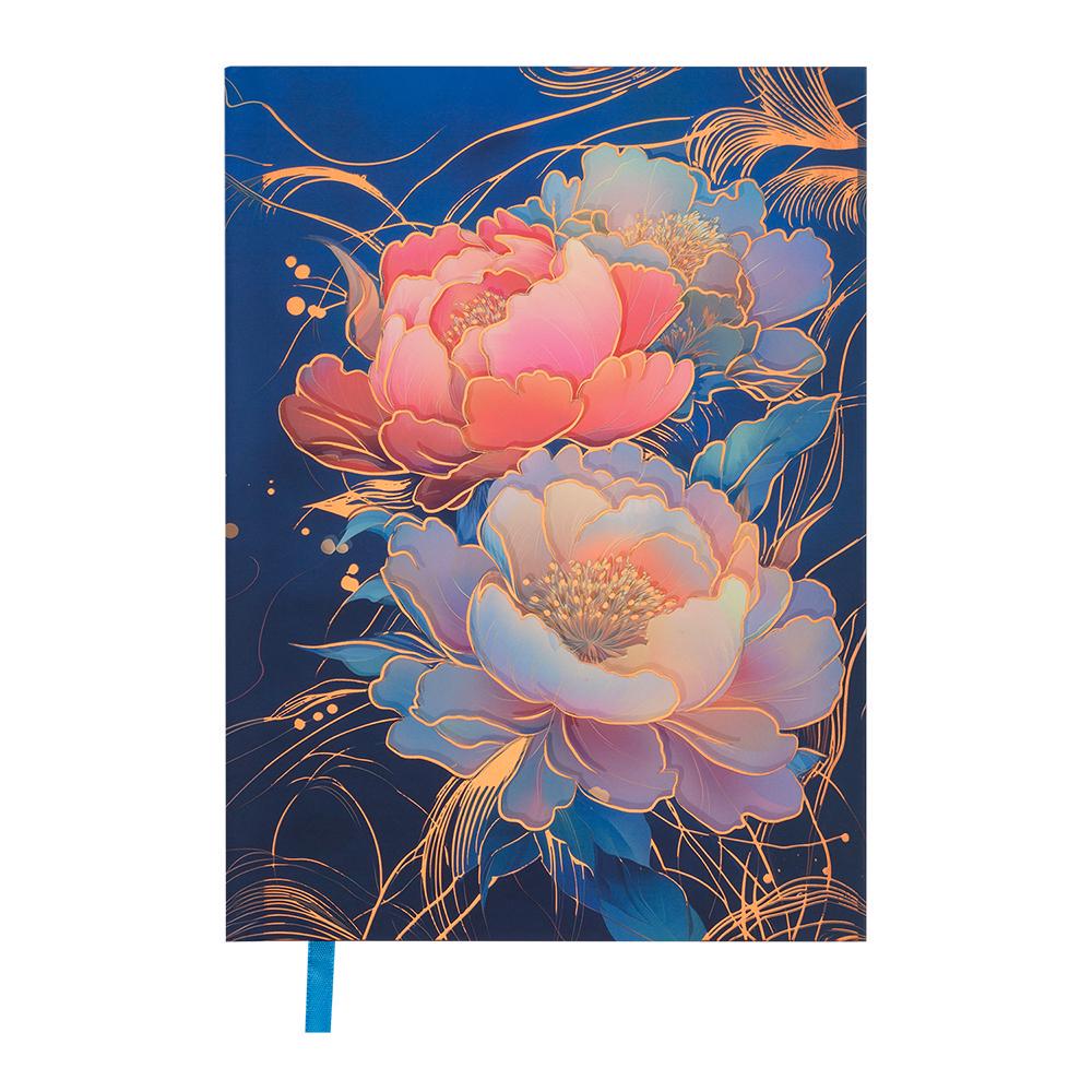 Дневник недатированный Buromax Peony А5 336 стр. Темно-синий (BM.20170-03)