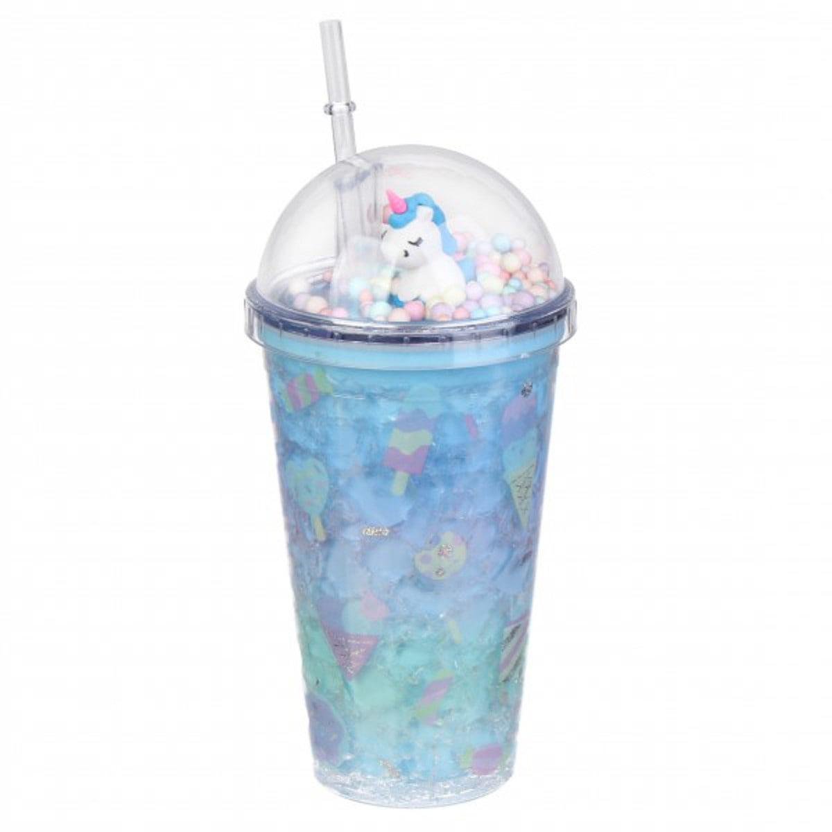Тамблер-стакан Единорог акриловый с трубочкой охлаждающий 450 мл (69-854)
