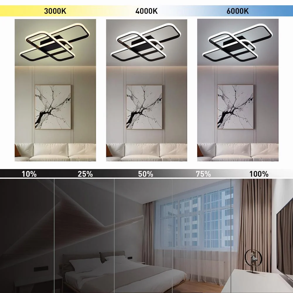 Люстра светодиодная ESLLSE SVEN 3SQ с пультом 90 Вт 635x478x75 мм Черный (10567) - фото 6 Люстра светодиодная ESLLSE SVEN 3SQ с пультом 90 Вт 635x478x75 мм Черный (10567) - фото 6