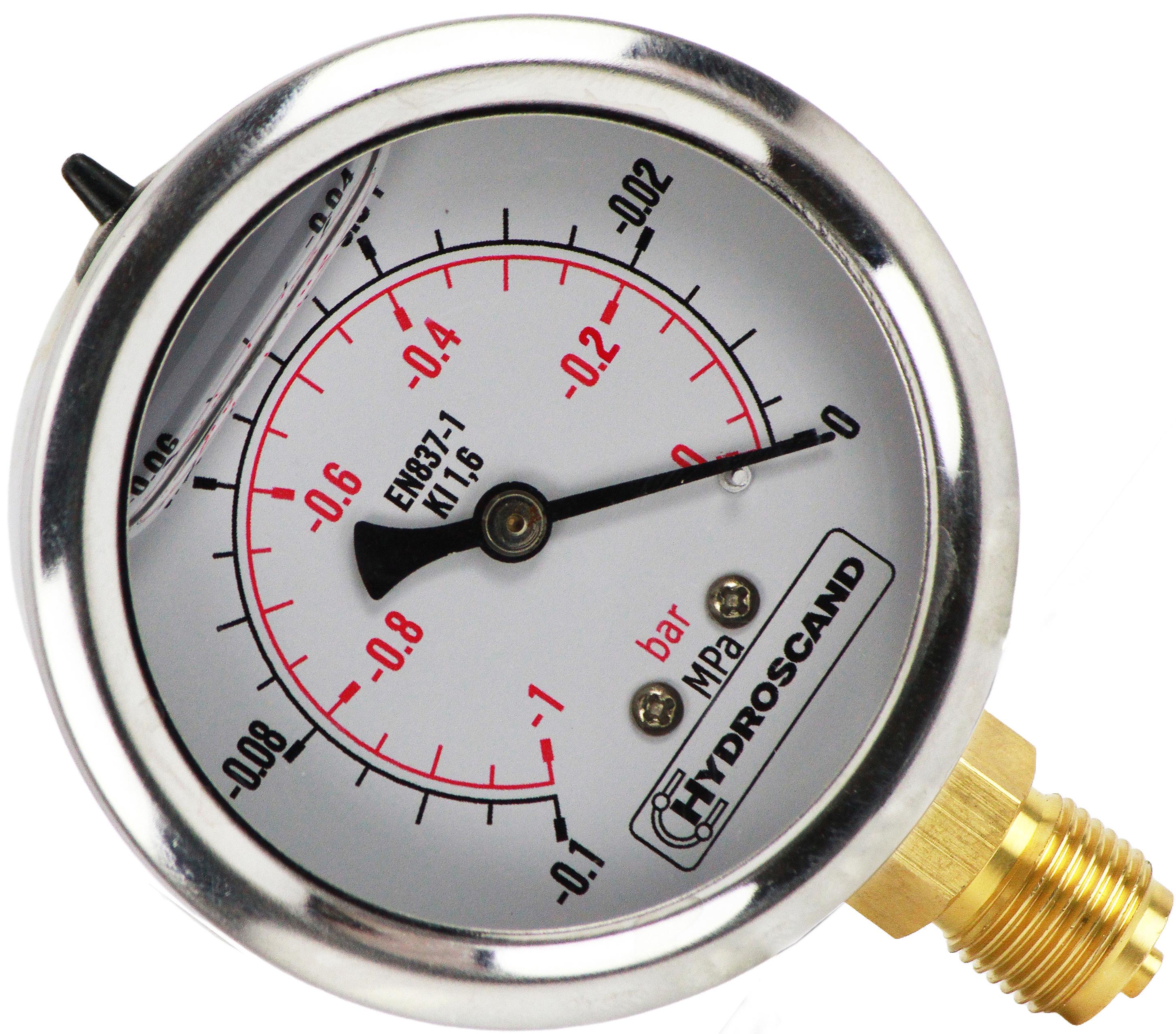 Вакуометр глицериновый подключение снизу 1-15 бар G 1/2" 100 мм (836003014)