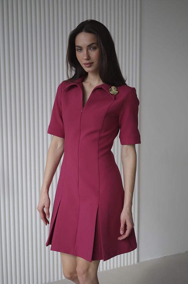 Сукня Lipar 3725 з короткими рукавами та складками р. 48 Фуксія (16907410)