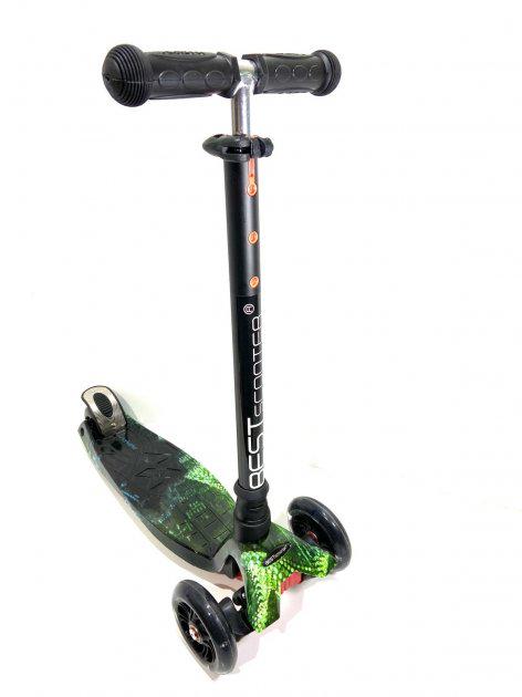 Самокат Best Scooter Maxi 779-1500 колеса с подсветкой Черный/Зеленый (45928697)