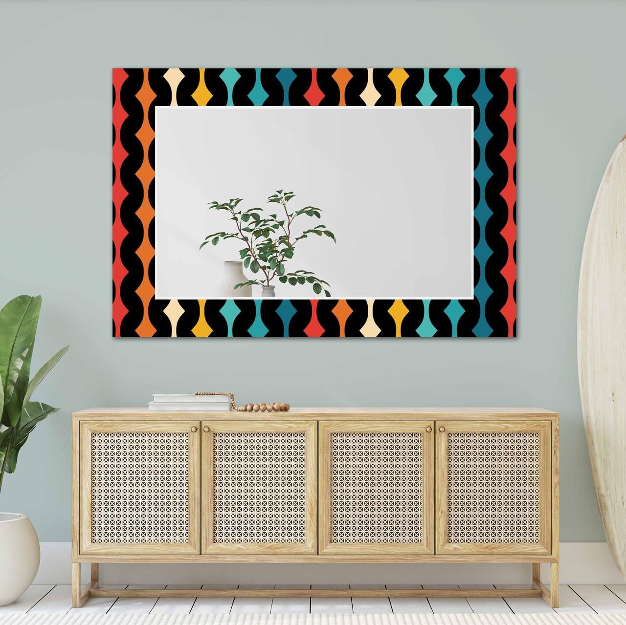 Зеркало на стену NovellaPrint с рисунком орнамента прямоугольное 90х60 см (2007.6)