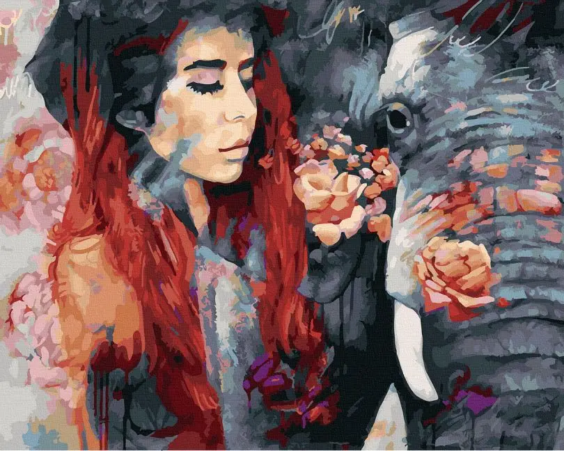 Картина по номерам Brushme Девушка и слон 40x50 см (BRM23401) Картина по номерам Brushme Девушка и слон 40x50 см (BRM23401)