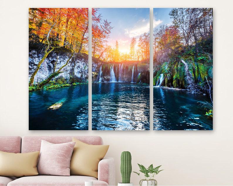 Модульная картина на холсте из трех частей KIL Art Холодный водопад 78x48 см (M3_M_621)