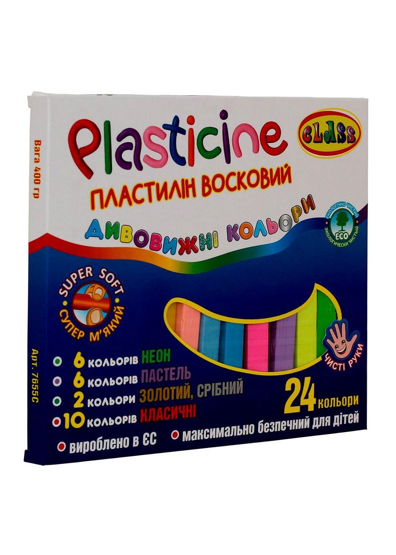 Пластилин CLASS ECO восковой Чистые руки 24 цветов 400 г (7655C)