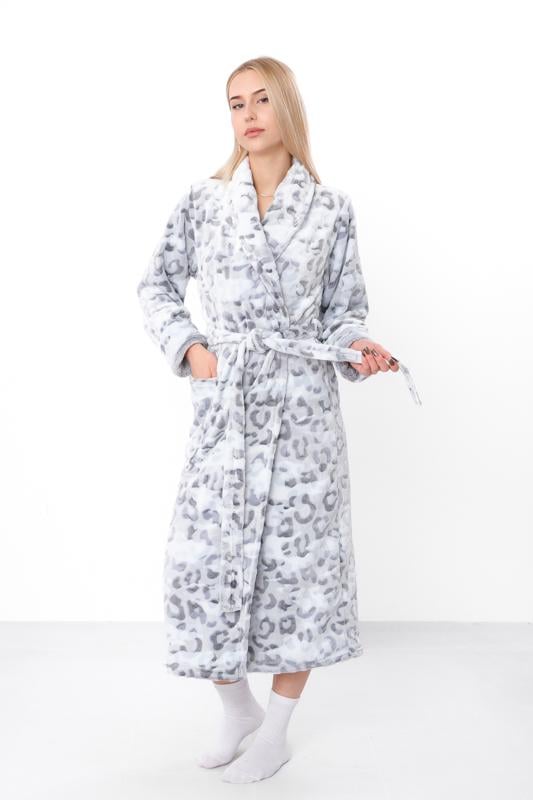 Халат махровий жіночий принтований з шалевим коміром та кишенями Носи Своє р. 52/54 Перлинний (8577-035) Халат махровий жіночий принтований з шалевим коміром та кишенями Носи Своє р. 52/54 Перлинний (8577-035)