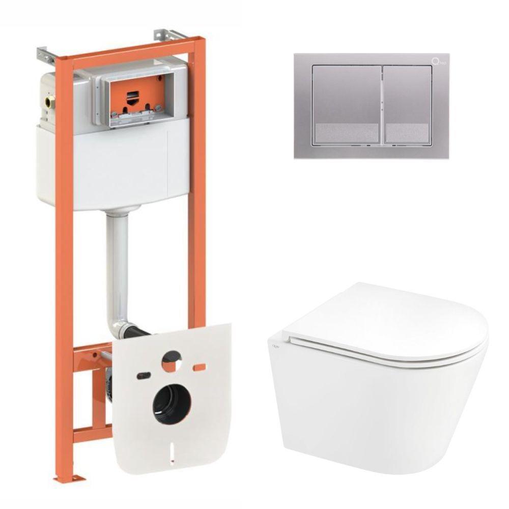 Комплект для ванной комнаты Qtap подвесной унитаз Scorpio Ultra Quiet и комплект установки Nest 4в1 квадратная клавиша (2698583882)