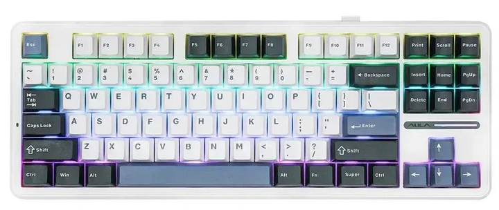 Клавиатура игровая AULA F87 pro беспроводная механическая с RGB подсветкой с поддержкой HOT-SWAP White/Blue (27511079)