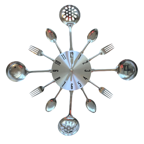 Часы настенные металлические Timelike ЛВ-Мет-S-400 Столовые приборы ложки и вилки 40 см Серебристый (1956894421)