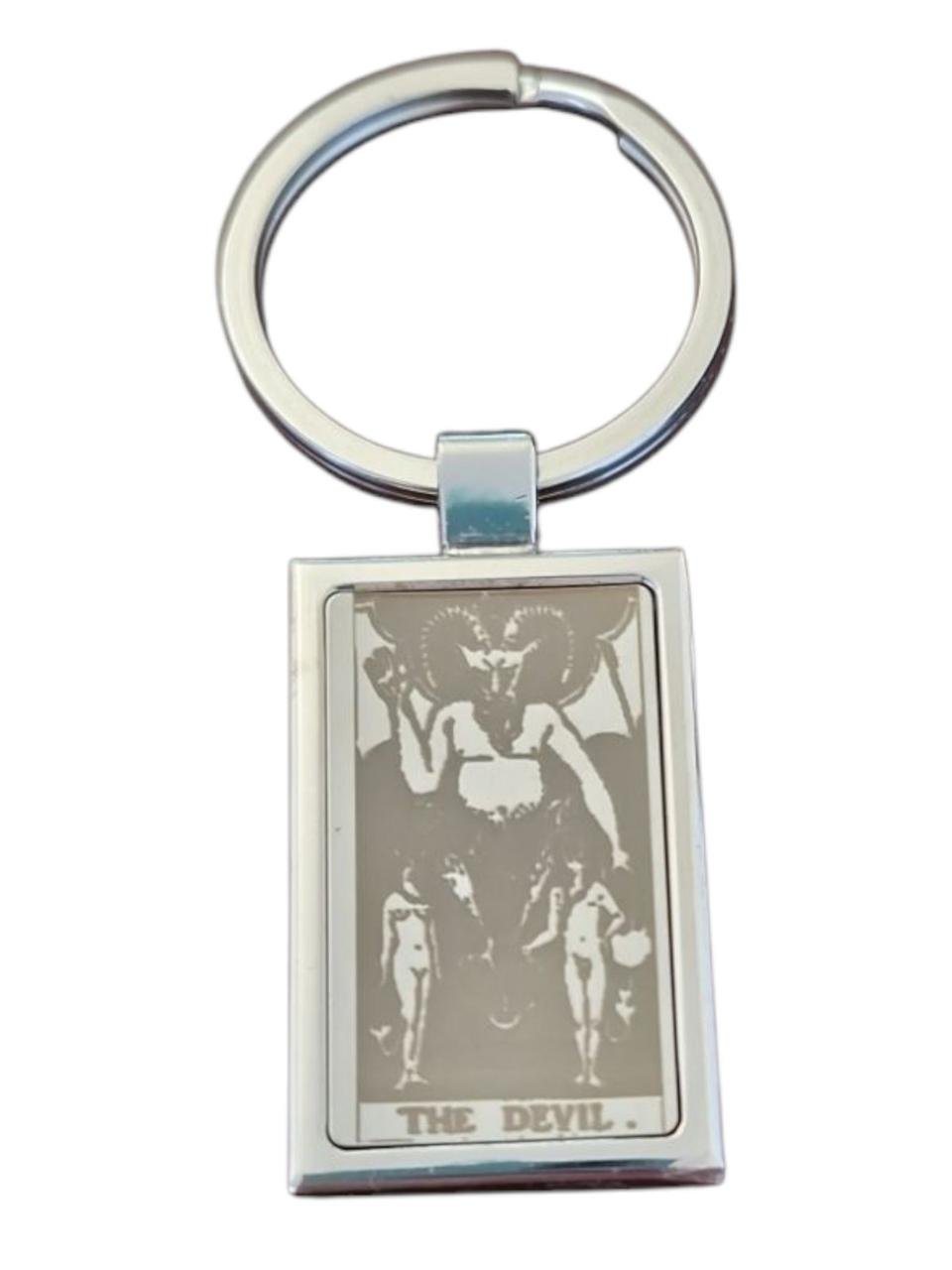Брелок металлический для ключей с картой Таро Дьявол 80 мм двусторонний Брелок металлический для ключей с картой Таро Дьявол 80 мм двусторонний