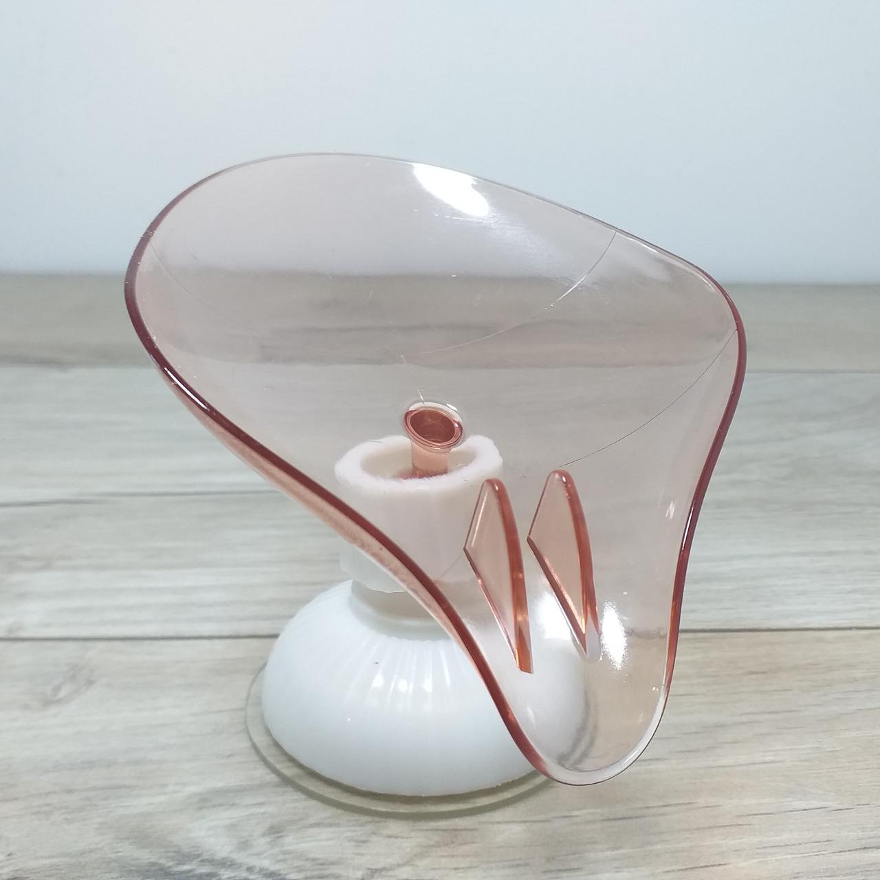 Держатель для губки на раковине на присоске со сливом Белый с розовым (KG-11882) - фото 7