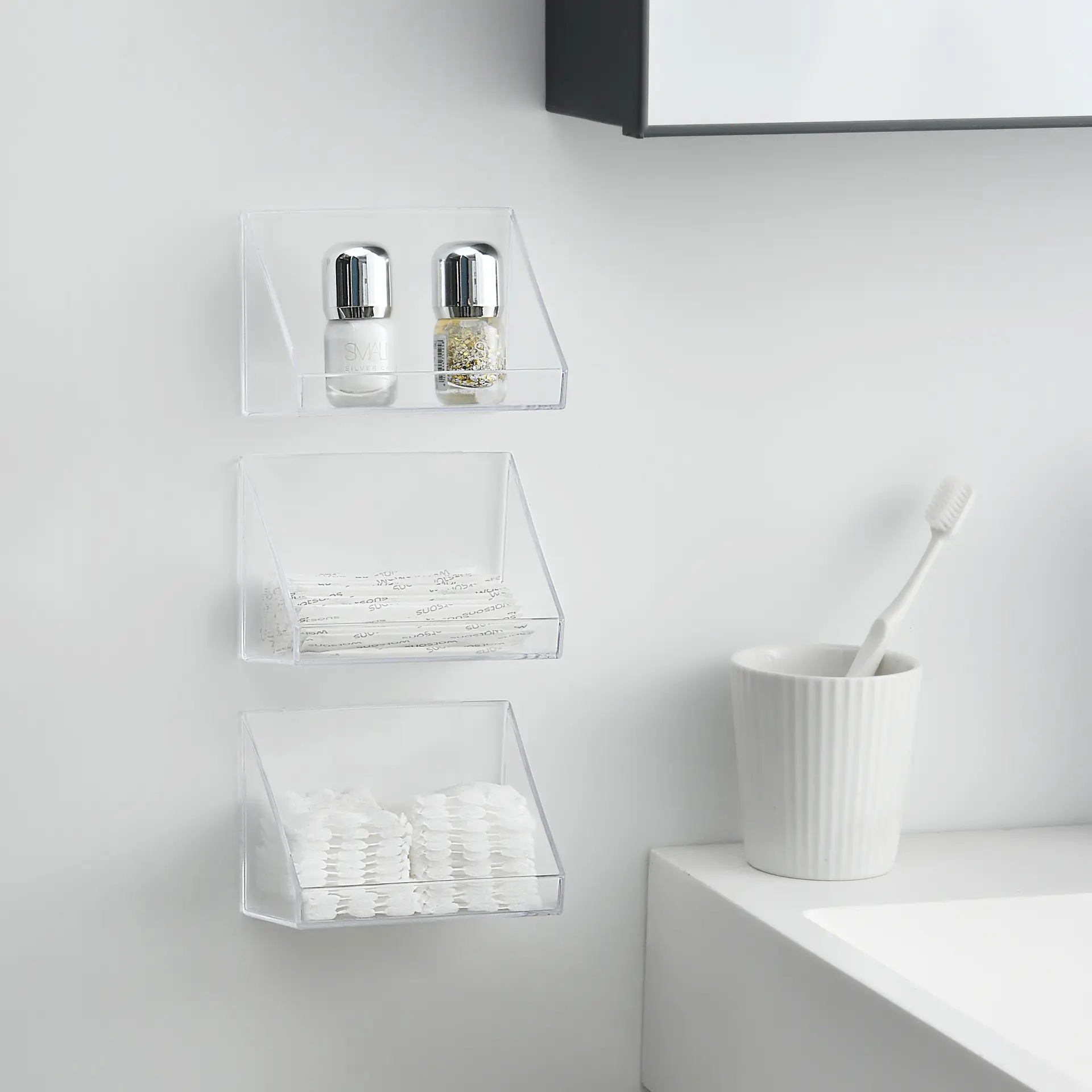 Настінні полиці самоклейні M00546-2 із пластику 5 шт. Прозорий - фото 5 Настінні полиці самоклейні M00546-2 із пластику 5 шт. Прозорий - фото 5