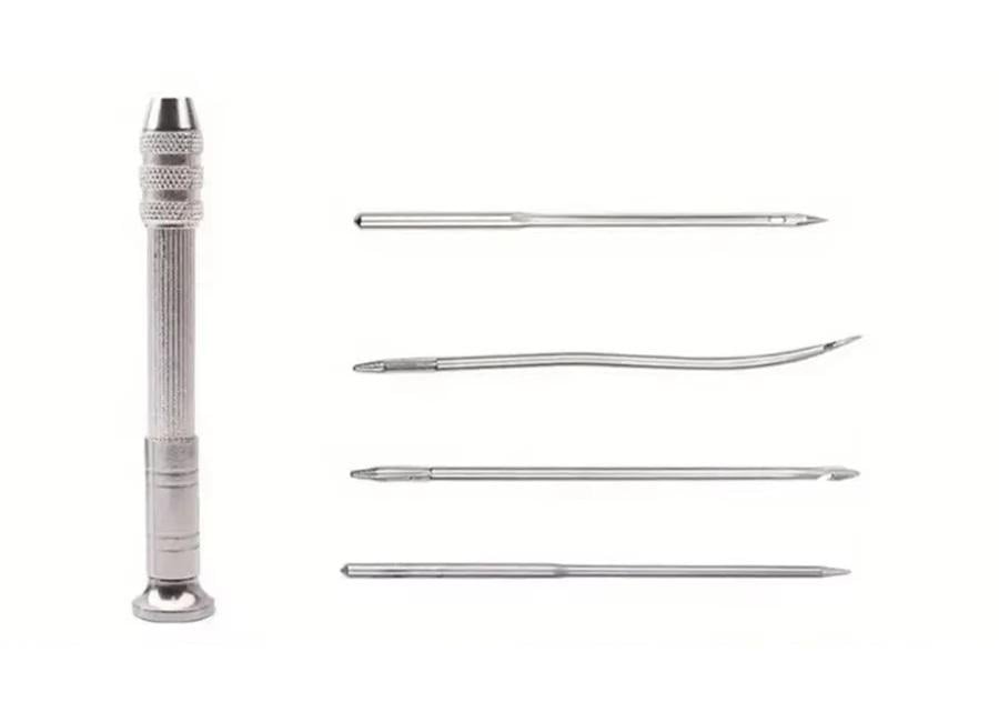 Шило для ручного шиття шкіри/тканини з 4 змінними голками в наборі Сріблястий (R9399)
