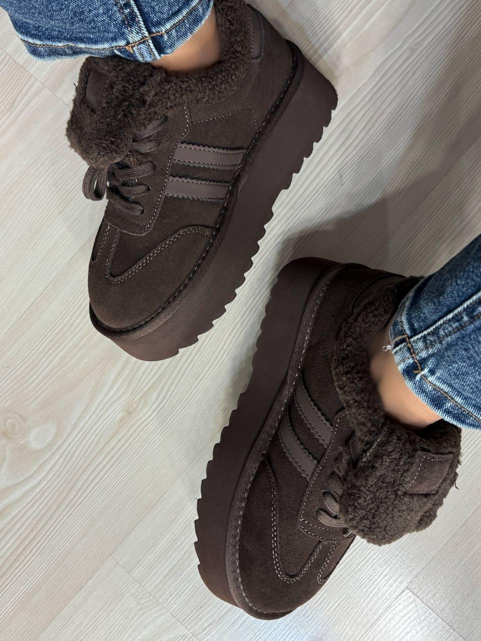 Черевики жіночі Hengji 009-7 уггі замшеві на хутрі р. 40 Коричневий (5867)
