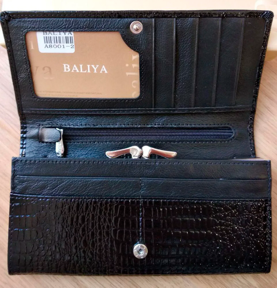 Кошелек женский из кожи покрытый лаком Черный (29433567) - фото 3 Кошелек женский из кожи покрытый лаком Черный (29433567) - фото 3