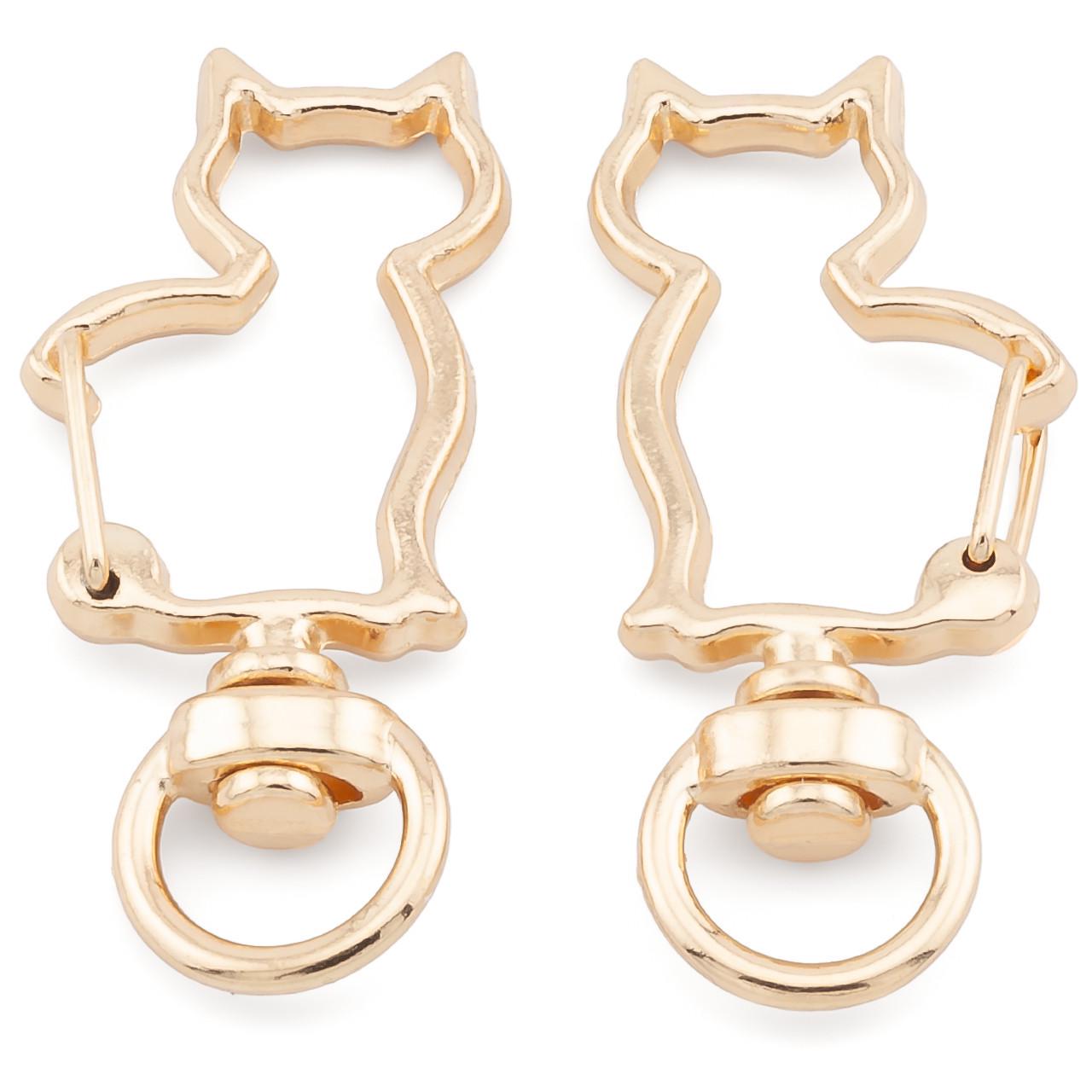 Карабин в форме Кота 20х41х3 мм 1 шт. Золотистый (КК2041ф49)