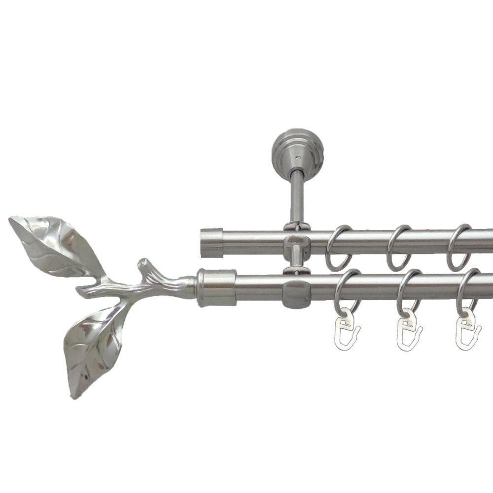 Карниз Orvit Листок Троянди металевий дворядний відкритий гладка труба кільце металеве 16/16 мм 160 см Нержавіюча сталь (00-00016245) - фото 1 Карниз Orvit Листок Троянди металевий дворядний відкритий гладка труба кільце металеве 16/16 мм 160 см Нержавіюча сталь (00-00016245) - фото 1