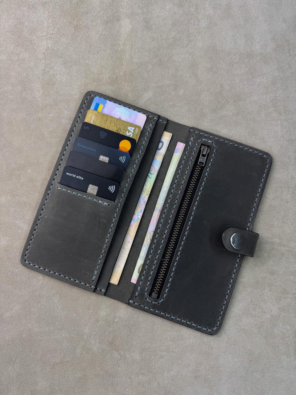 Портмоне чоловіче ручна робота з натуральної шкіри Crazy Horse Сірий (2659474890) - фото 7 Портмоне чоловіче ручна робота з натуральної шкіри Crazy Horse Сірий (2659474890) - фото 7