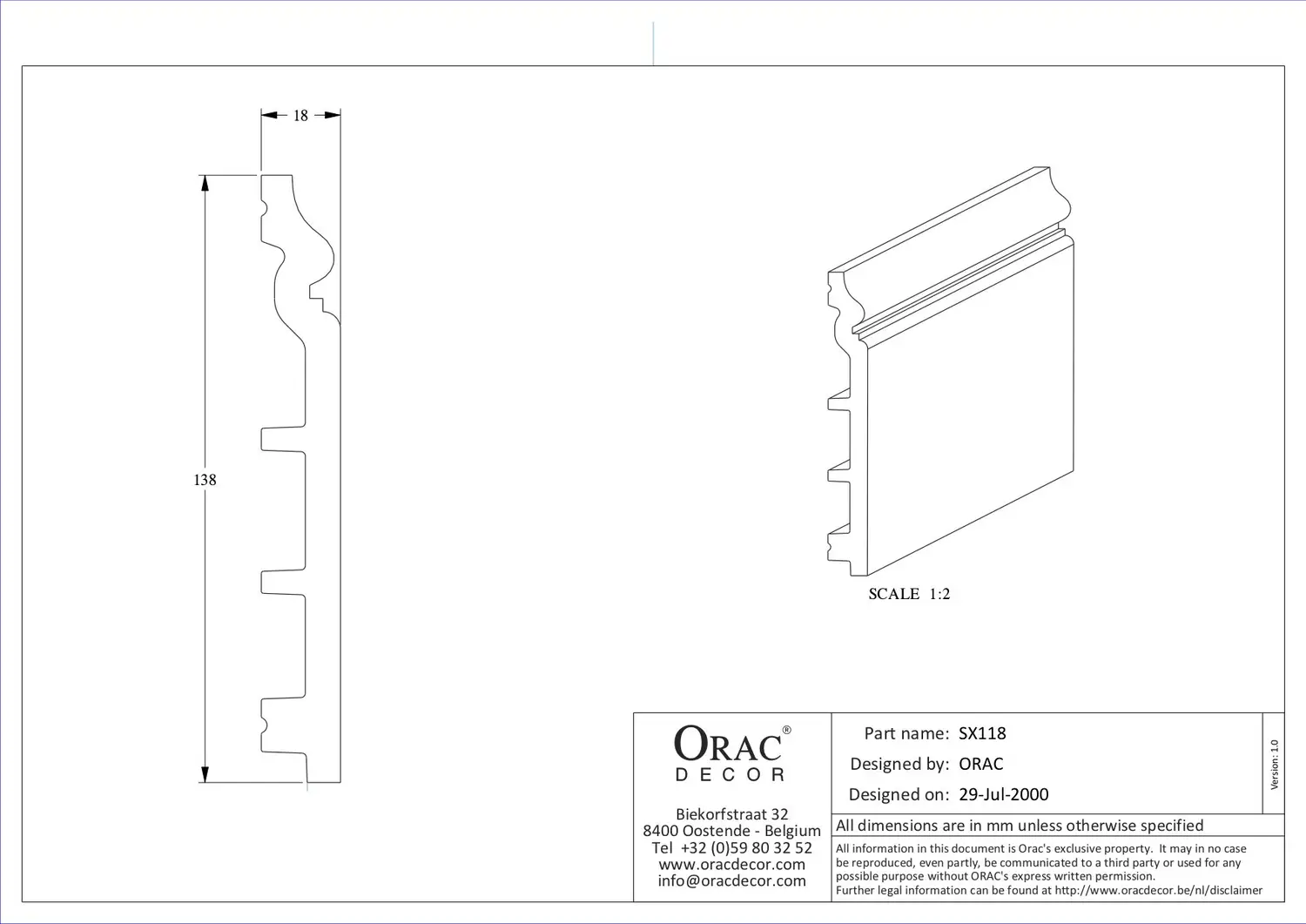 Плінтус Orac Dеcor грунтований 2000x18x138 мм (SX118) - фото 4