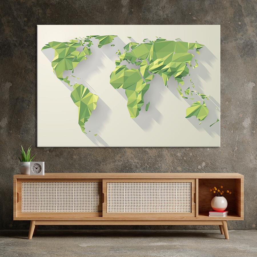 Картина на холсте Зеленая карта мира 80x54 см (V523-1_L)
